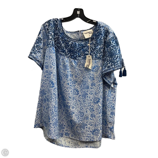 Top Short Sleeve By Savanna Jane In Blue, Size: 3x