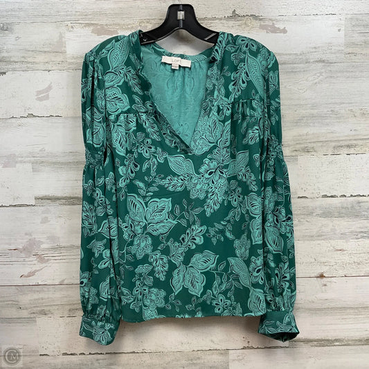 Blouse Long Sleeve By Loft In Green, Size: Xl