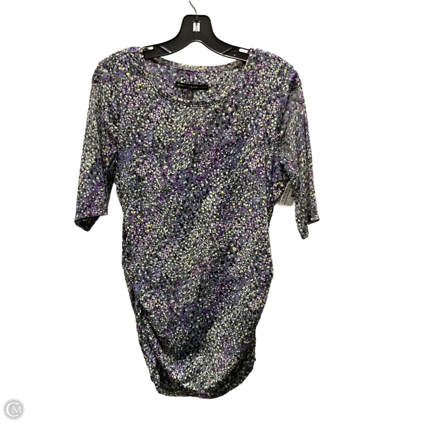 Blouse Short Sleeve By White House Black Market In Green & Purple, Size: L