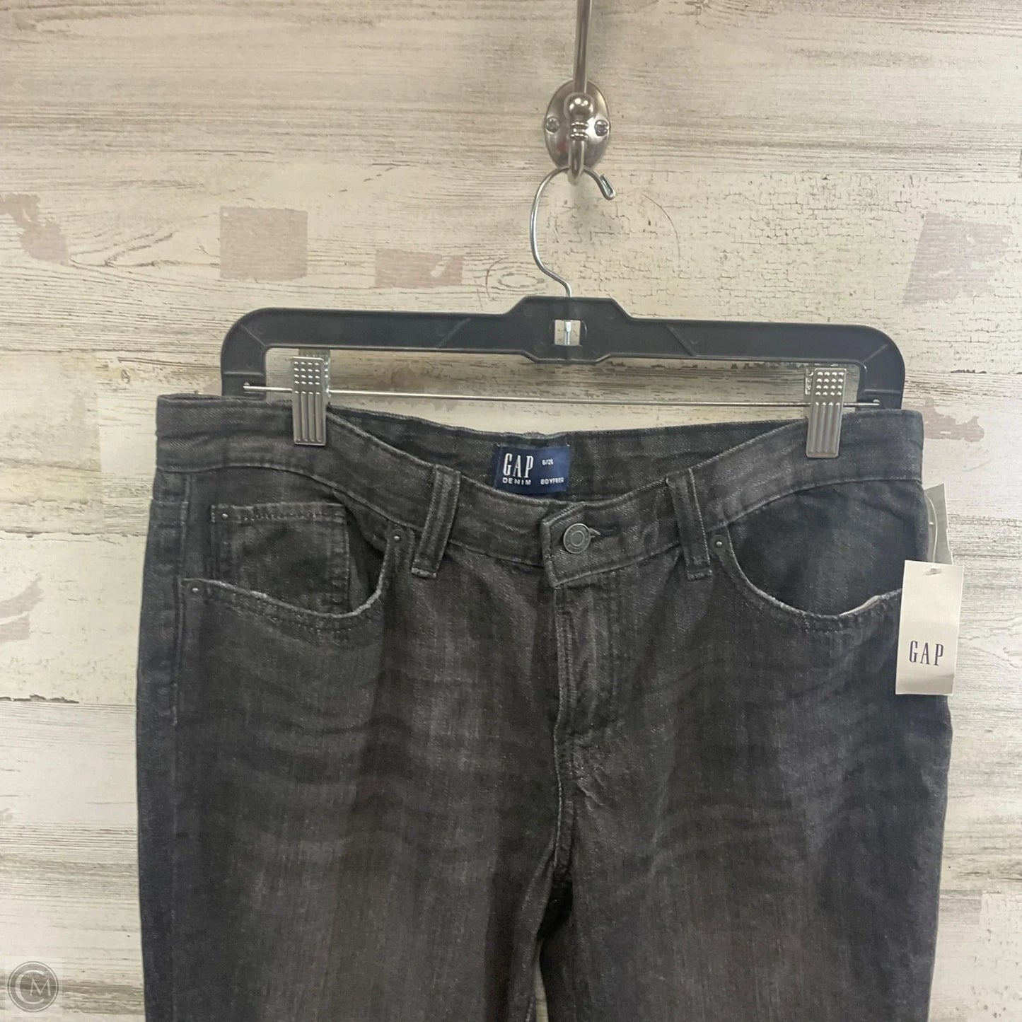 Jeans Boyfriend By Gap In Black Denim, Size: 6