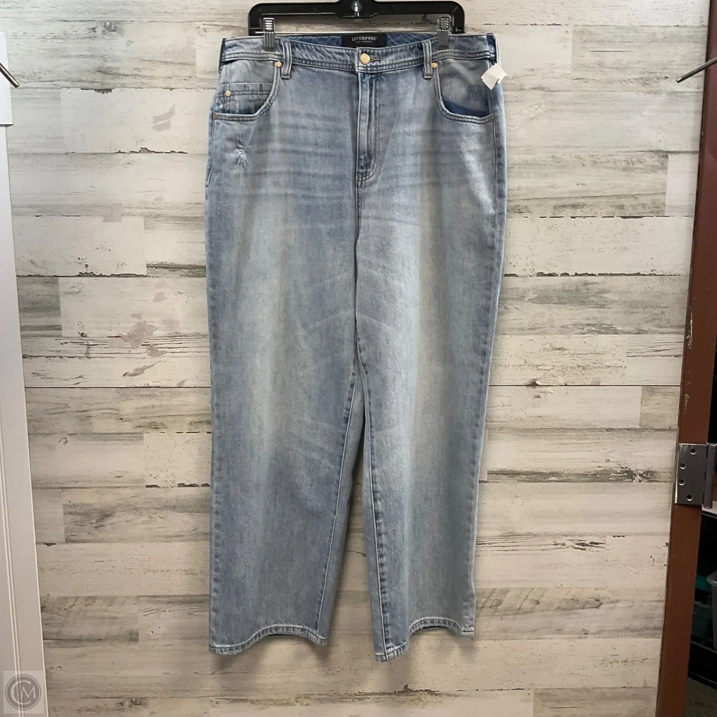 Jeans Wide Leg By Liverpool In Blue Denim, Size: 16