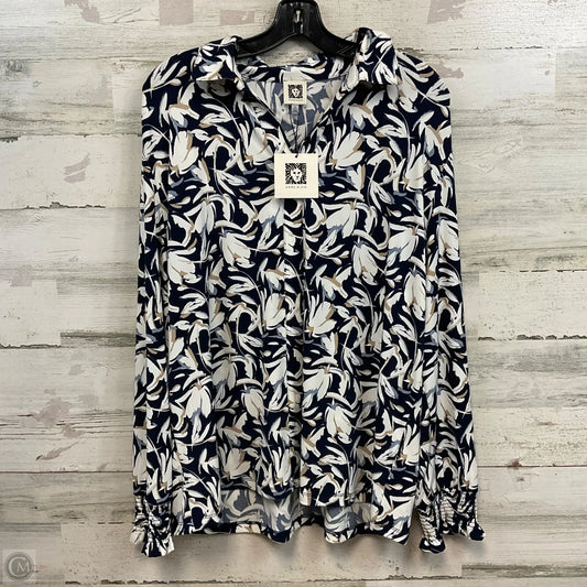 Blouse Long Sleeve By Anne Klein In Blue, Size: Xl