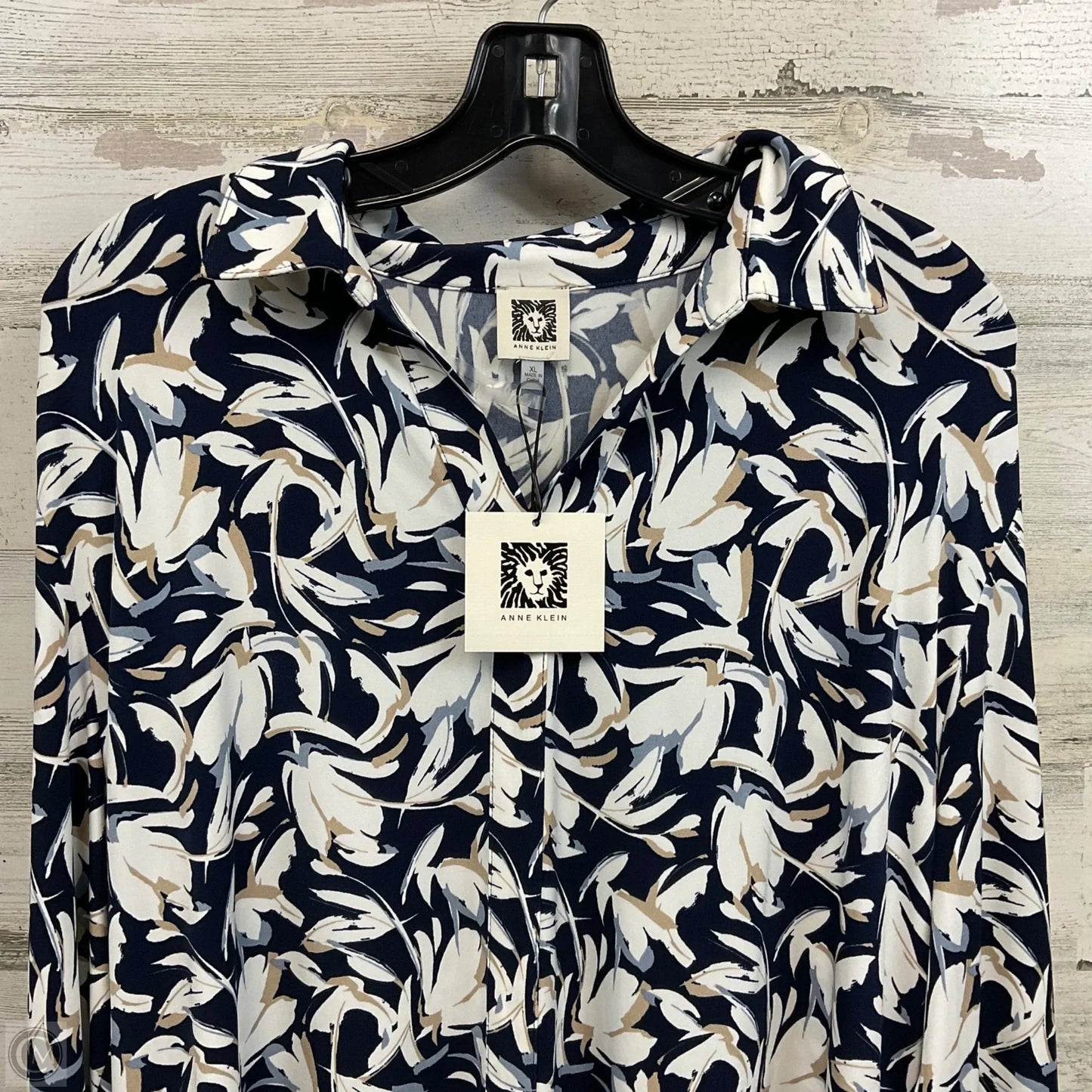 Blouse Long Sleeve By Anne Klein In Blue, Size: Xl