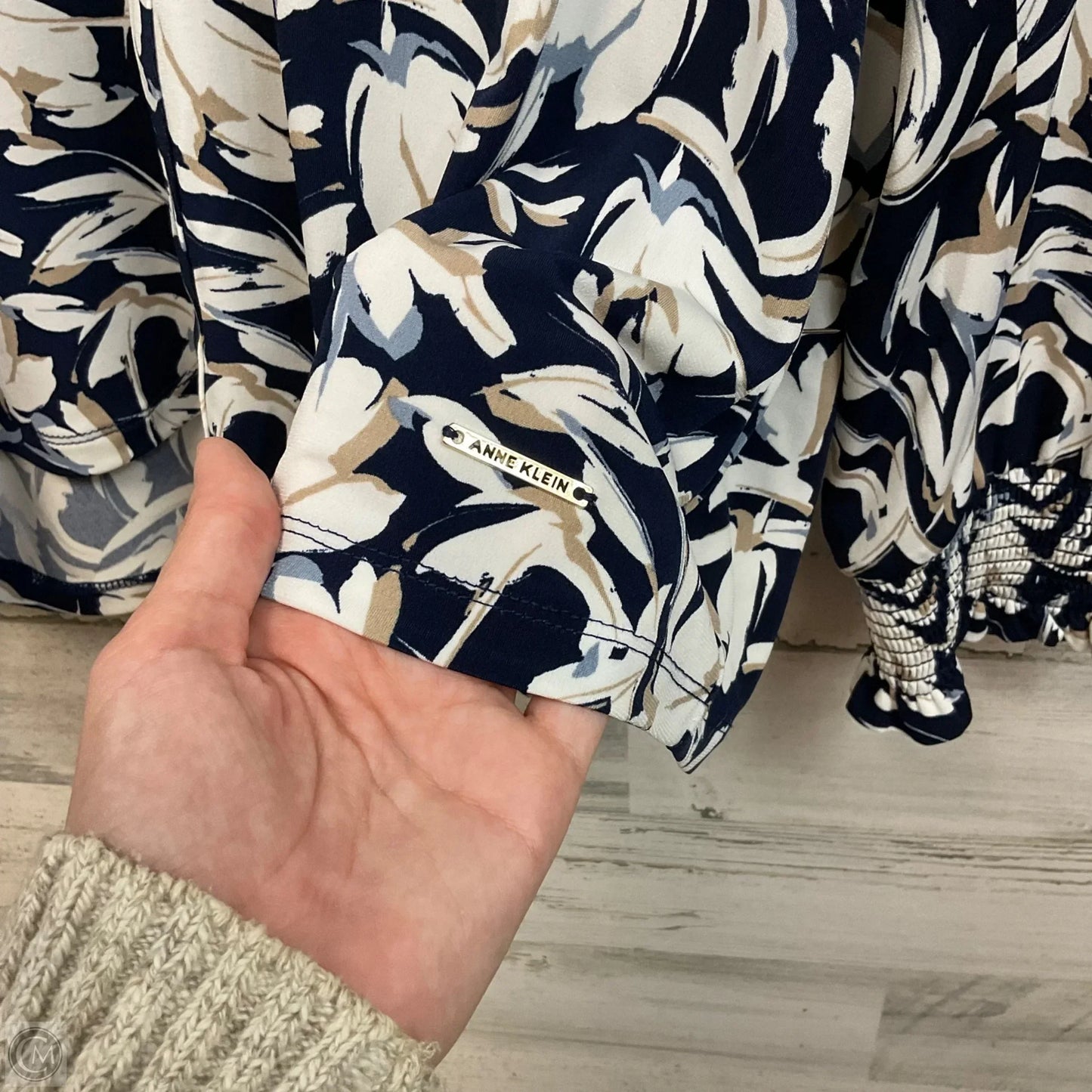Blouse Long Sleeve By Anne Klein In Blue, Size: Xl