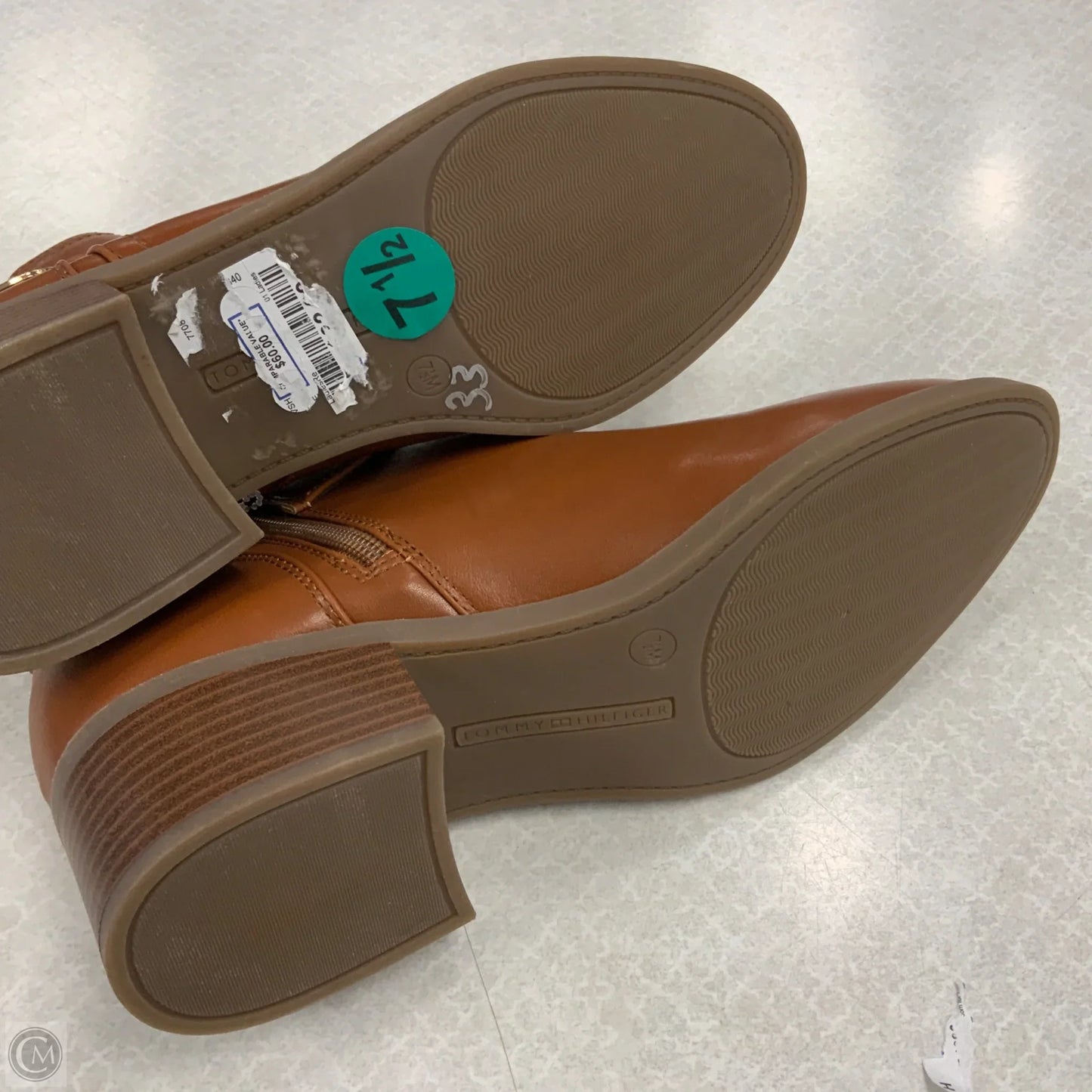 Boots Ankle Heels By Tommy Hilfiger In Brown, Size: 7.5