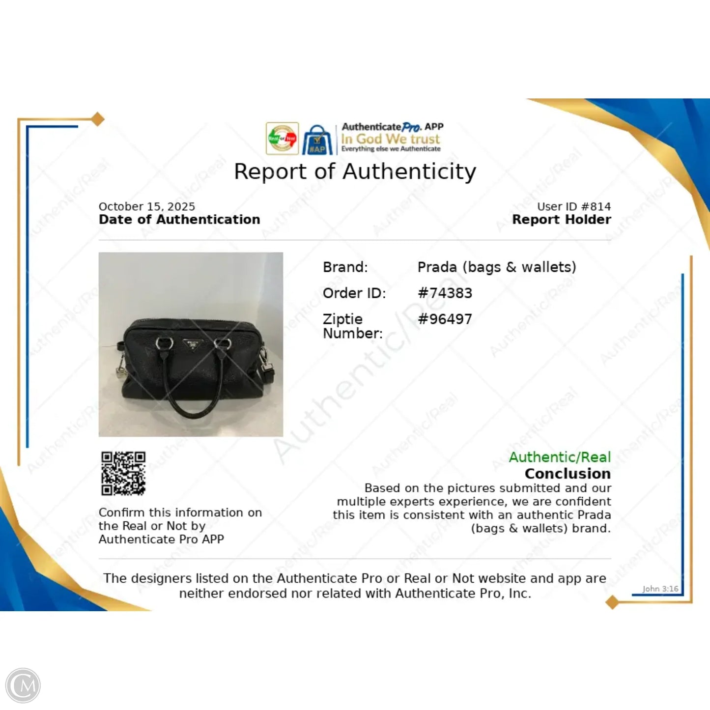 Handbag Luxury Designer By Prada, Size: Medium