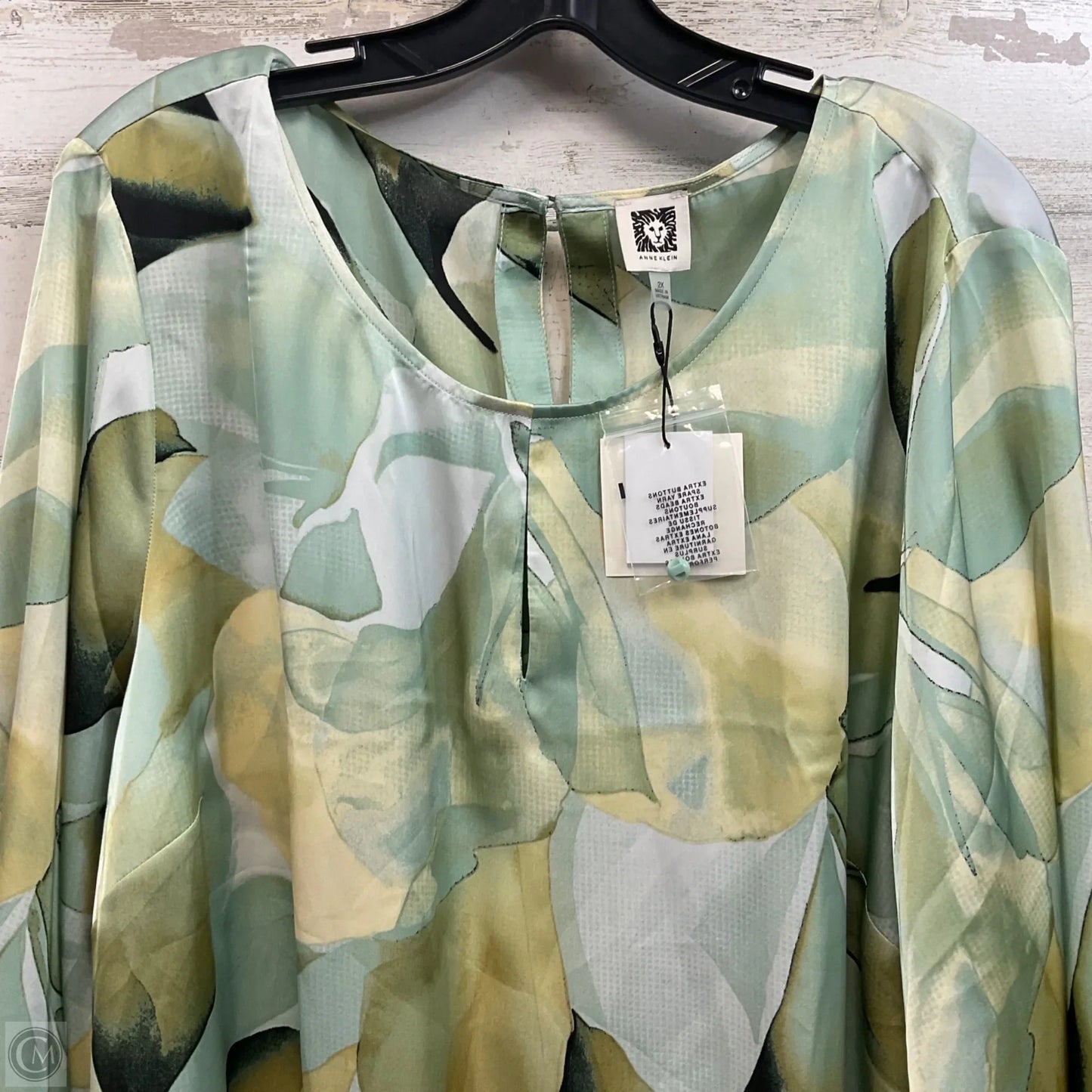 Blouse 3/4 Sleeve By Anne Klein In Green, Size: 2x