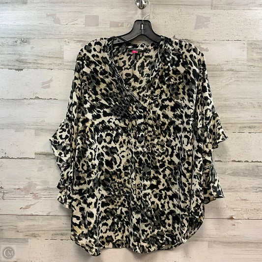 Blouse 3/4 Sleeve By Vince Camuto In Black & Grey, Size: 1x