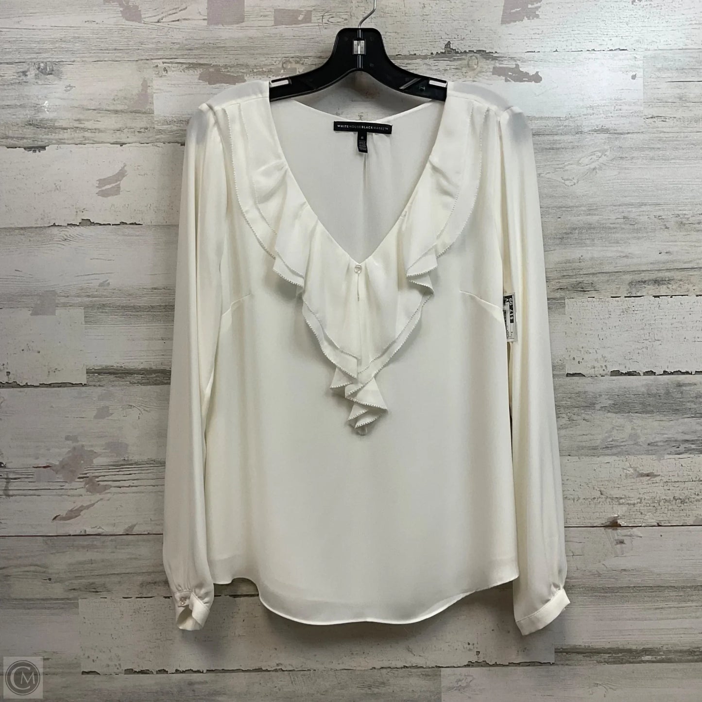 Blouse Long Sleeve By White House Black Market In Cream, Size: S