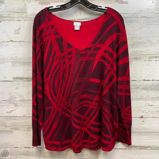 Top Long Sleeve By Chicos In Red, Size: Xl