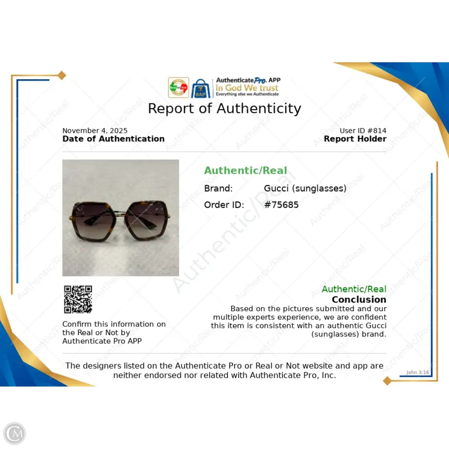 Sunglass Case Luxury Designer By Gucci