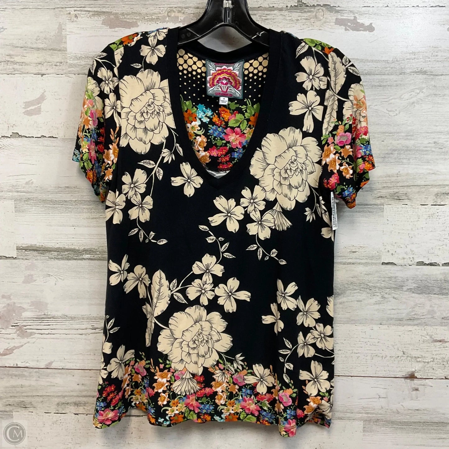 Top Short Sleeve By Johnny Was In Black, Size: S