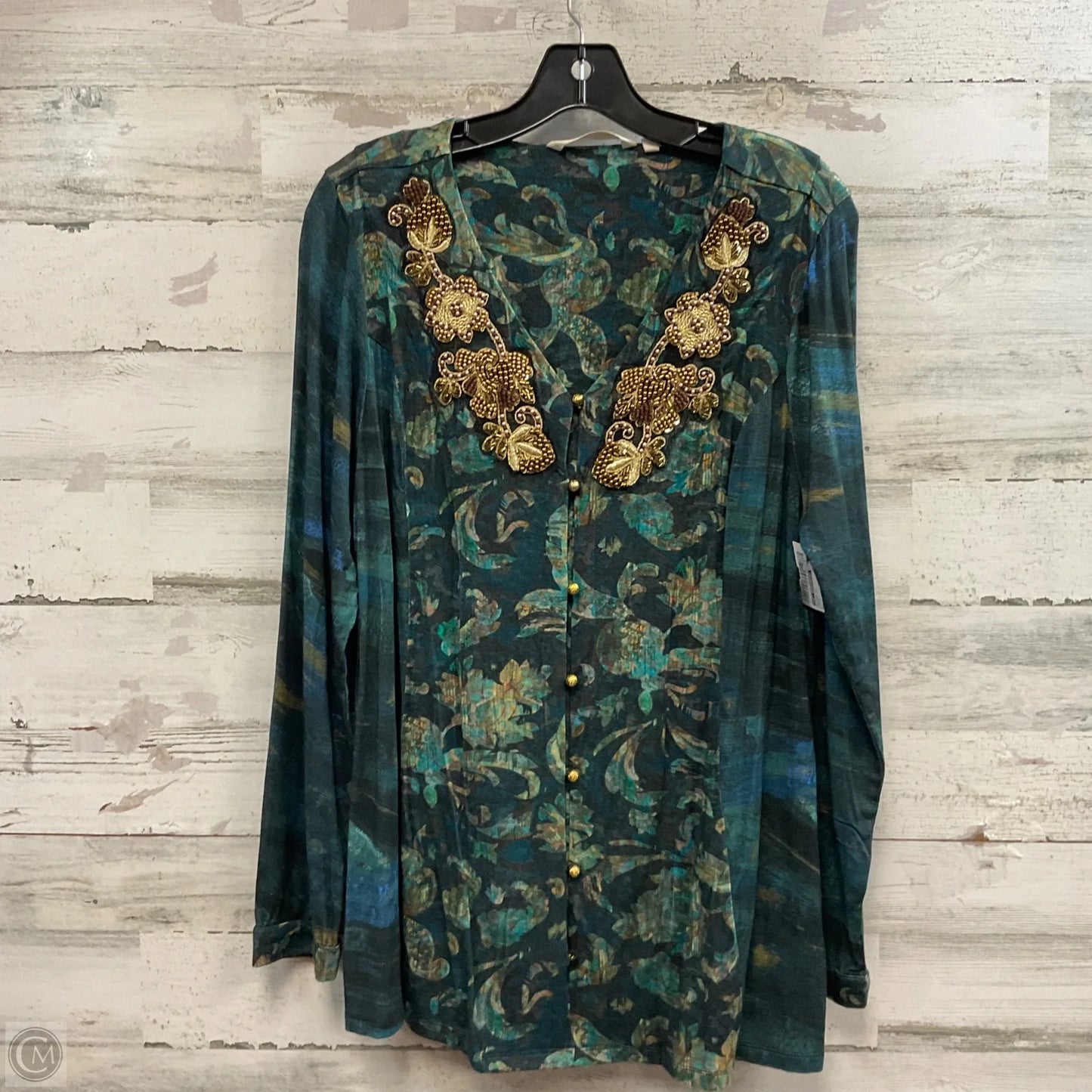 Blouse Long Sleeve By Soft Surroundings In Green, Size: L