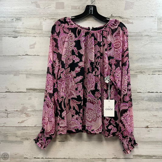Blouse Long Sleeve By Cece In Purple, Size: M