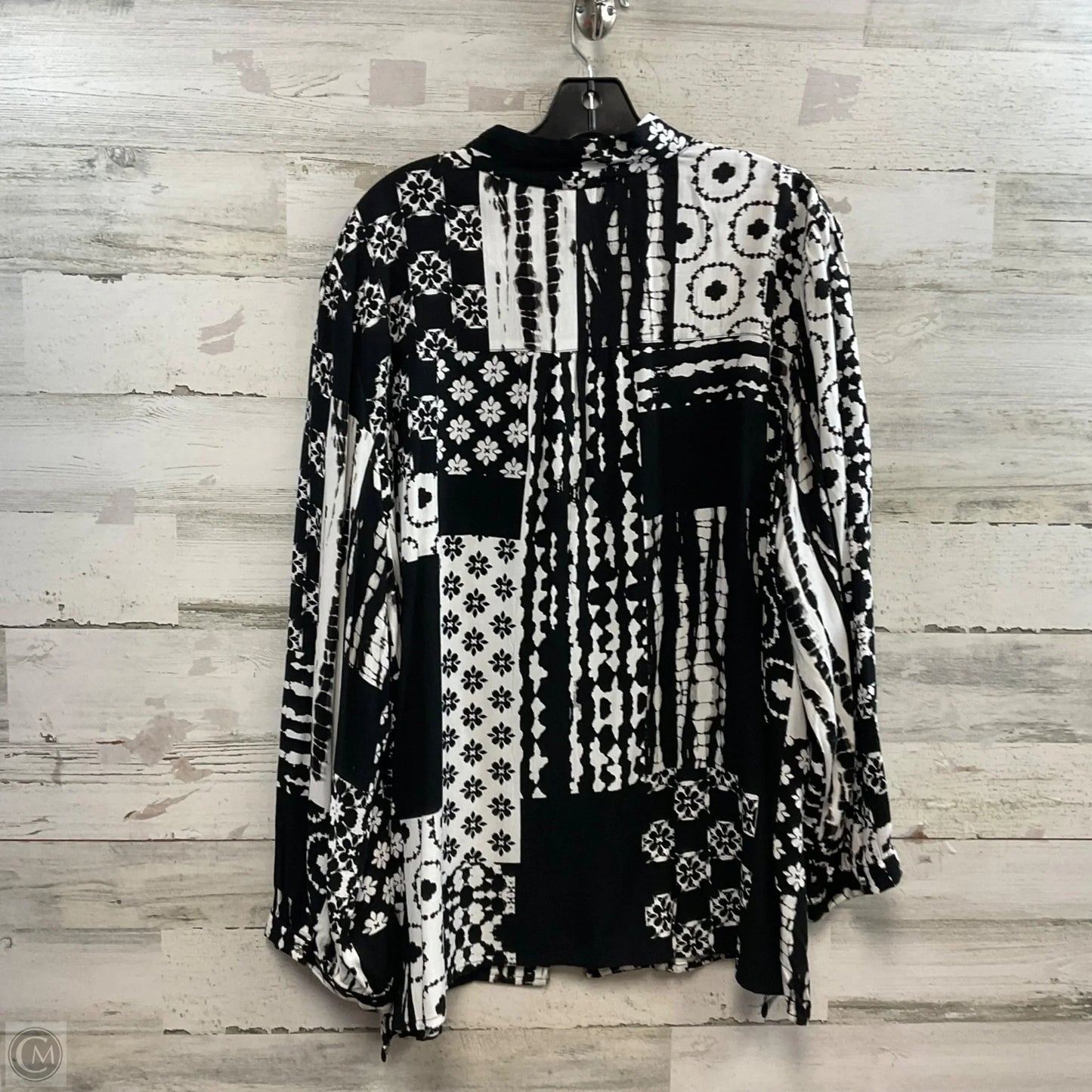 Blouse Long Sleeve By Allison Daley In Black, Size: 1x