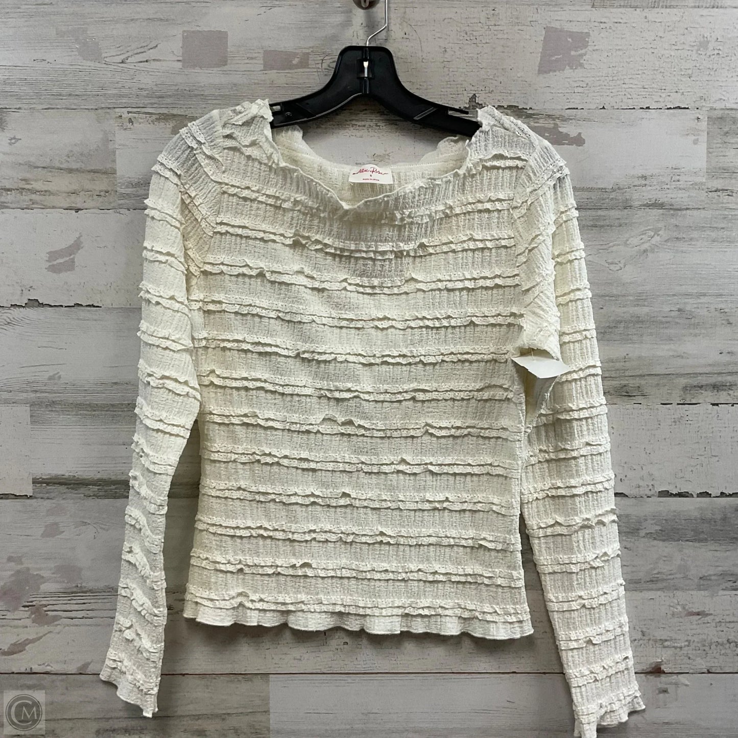 Top Long Sleeve By Allie Rose In Cream, Size: S