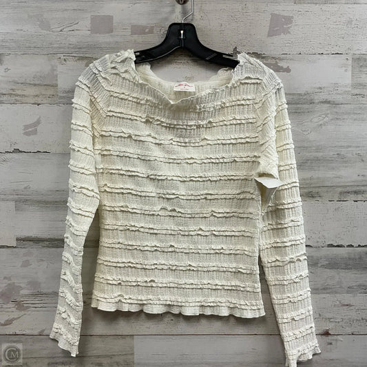 Top Long Sleeve By Allie Rose In Cream, Size: S