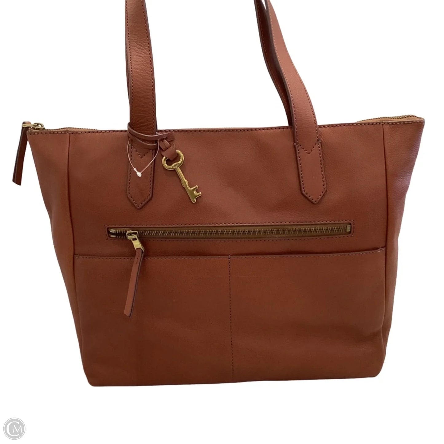 Handbag Leather By Fossil, Size: Medium