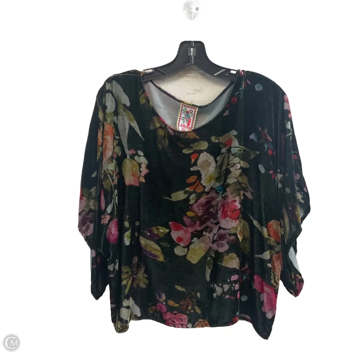 Blouse Short Sleeve By Johnny Was In Black, Size: S