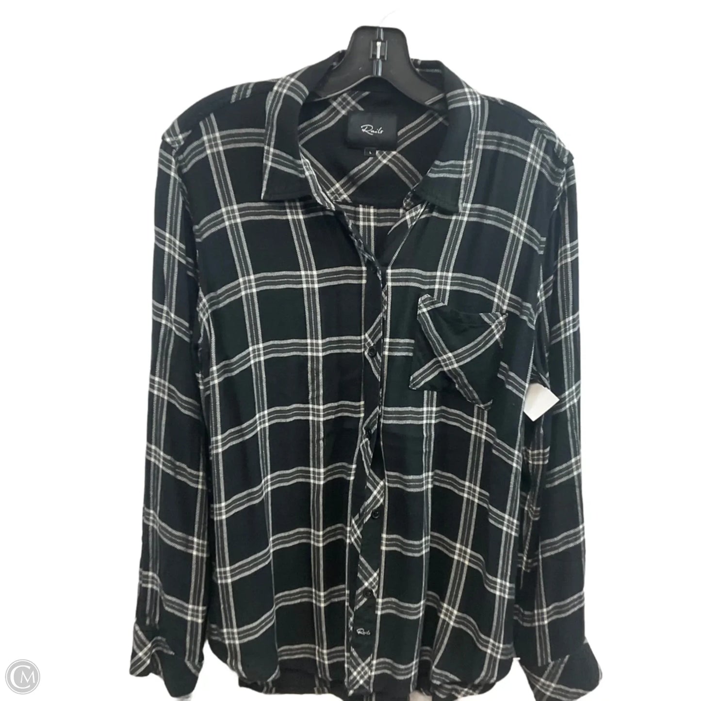 Blouse Long Sleeve By Rails In Black, Size: L