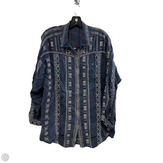 Blouse Long Sleeve By Johnny Was In Blue, Size: L