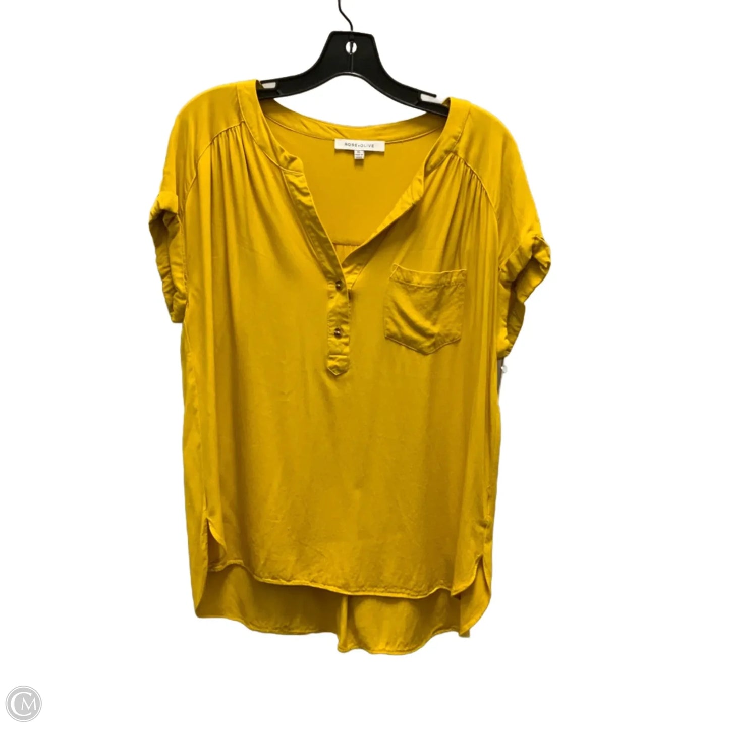 Blouse Short Sleeve By Rose And Olive In Yellow, Size: Xl
