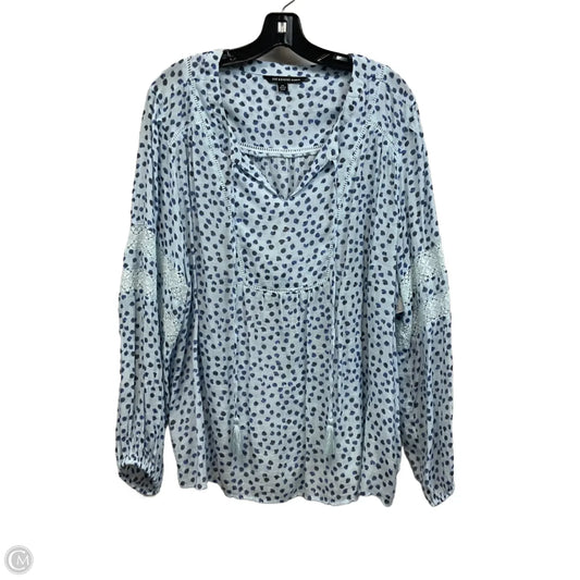 Blouse Long Sleeve By Zac And Rachel In Blue, Size: 2x