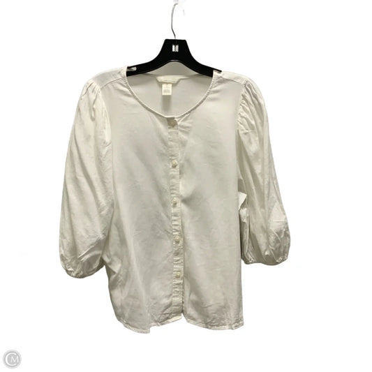 Blouse Short Sleeve By H&m In White, Size: L