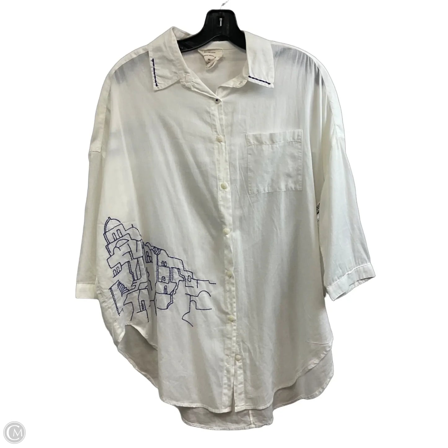 Blouse 3/4 Sleeve By ALLIHOP In White, Size: Xs
