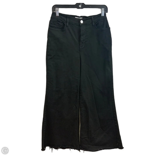 Jeans Wide Leg By Frame In Black Denim, Size: 10