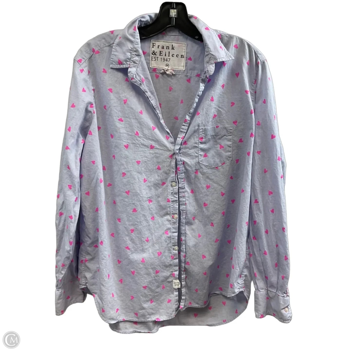 Blouse Long Sleeve By Frank And Eileen In Blue & Pink, Size: M