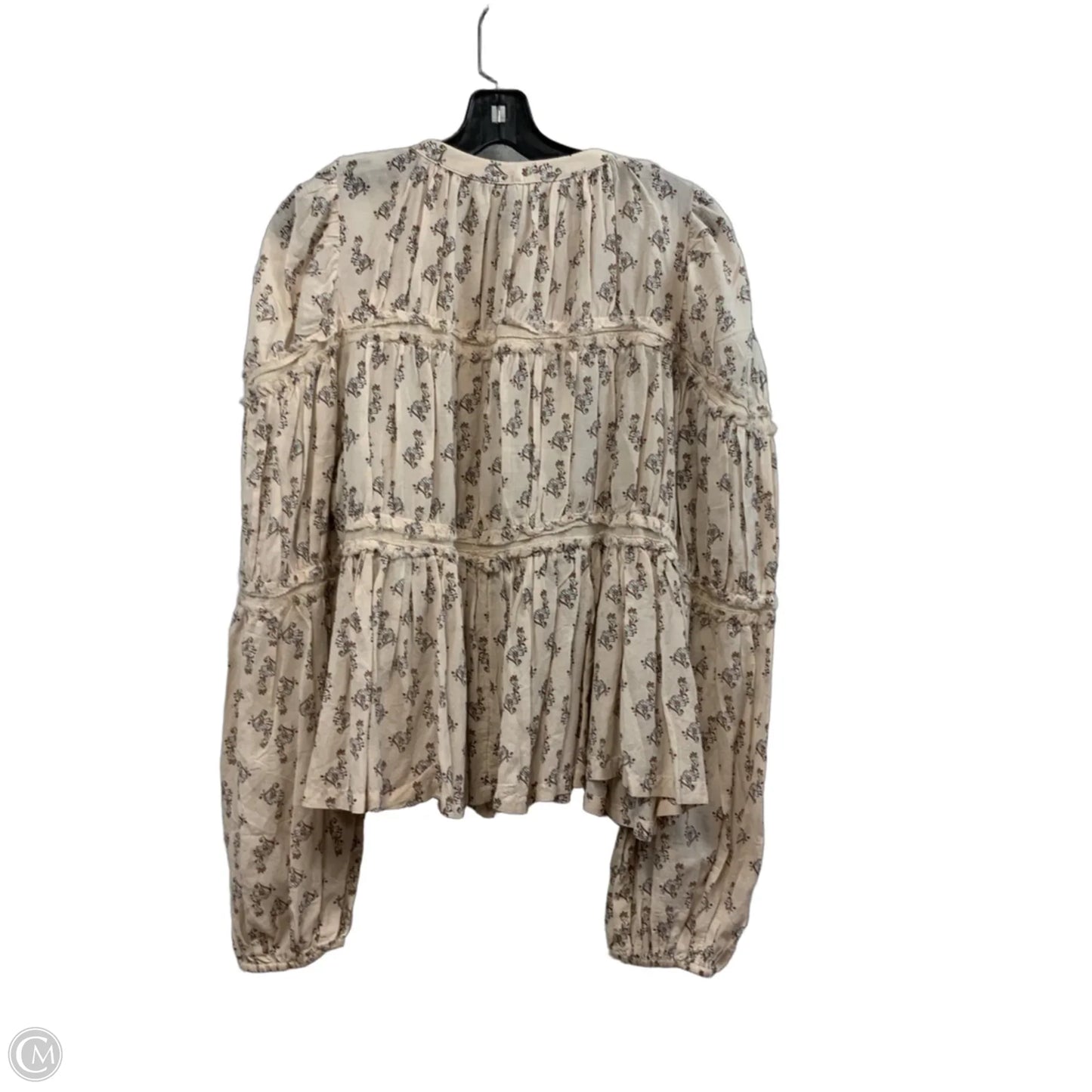 Blouse Long Sleeve By Anthropologie In Brown, Size: Xl