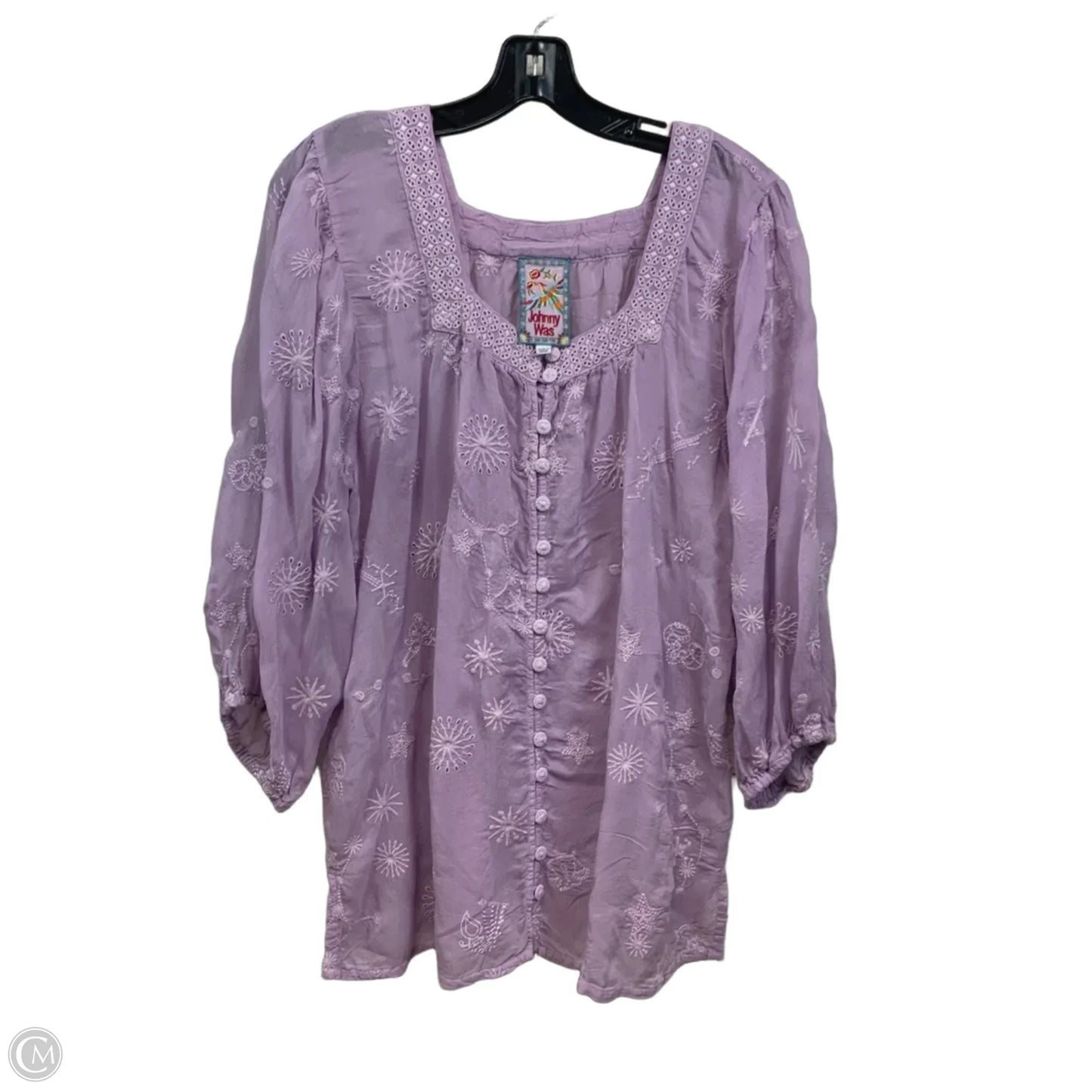 Blouse 3/4 Sleeve By Johnny Was In Purple, Size: L