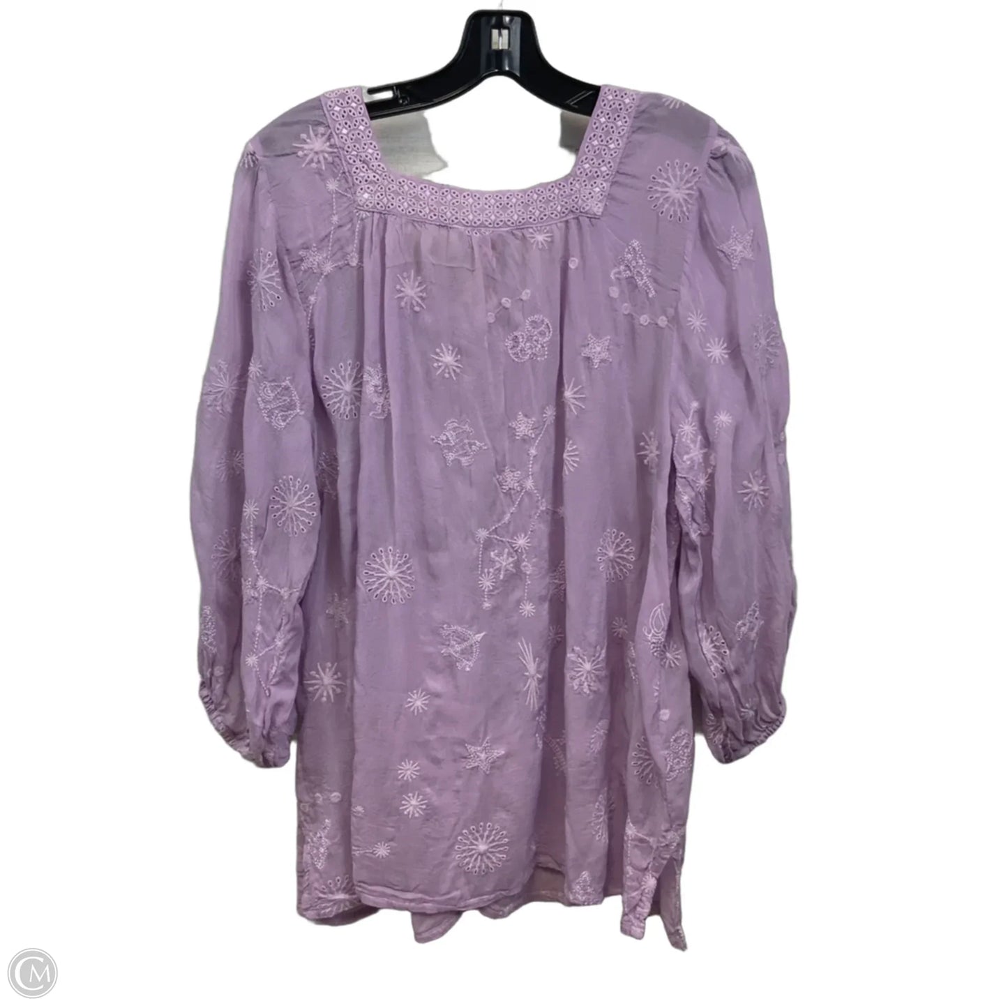 Blouse 3/4 Sleeve By Johnny Was In Purple, Size: L