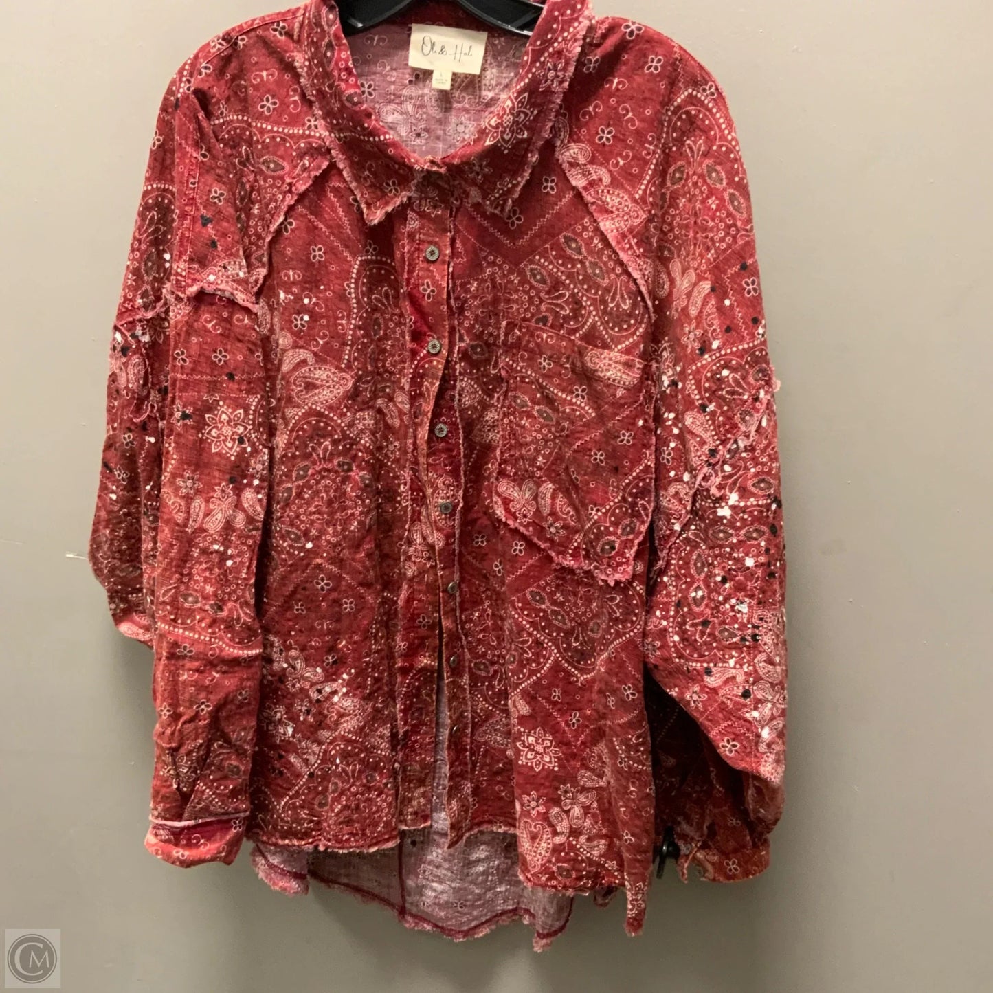Top Long Sleeve By Oli & Hali In Red, Size: L