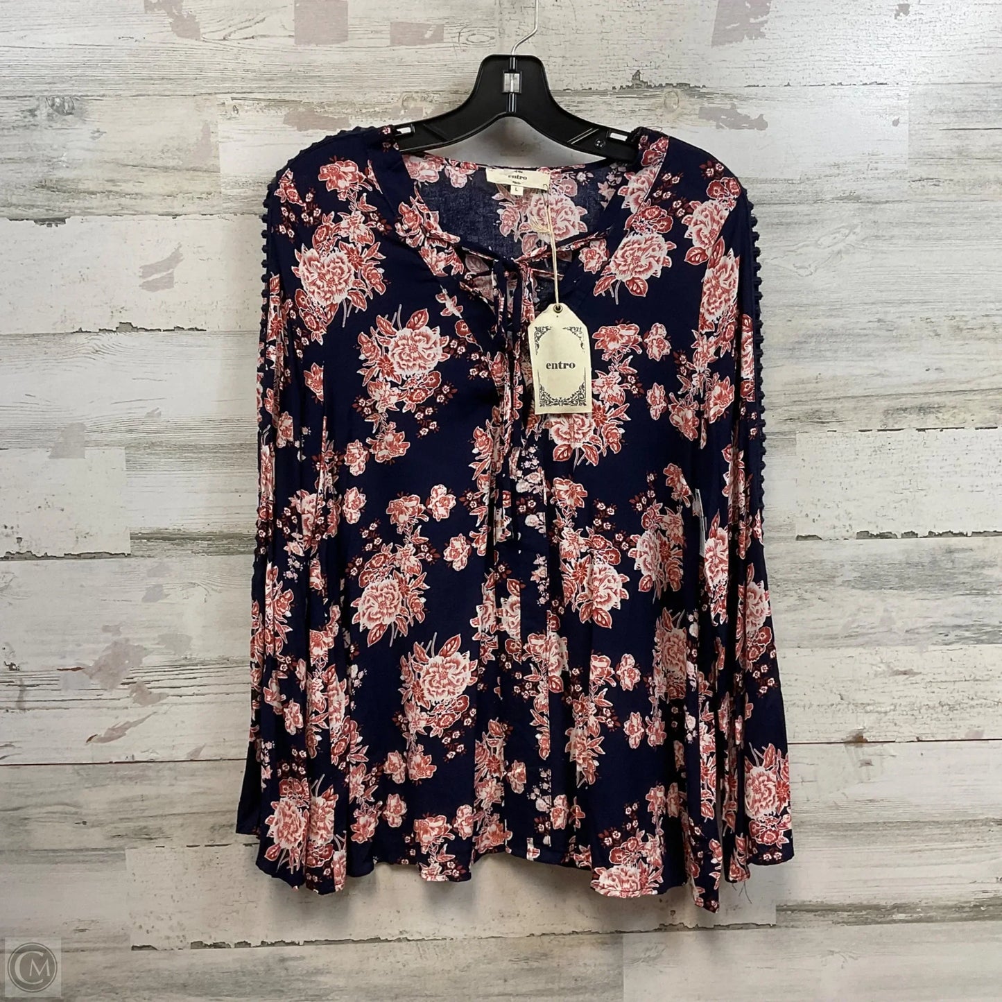 Top Long Sleeve By Entro In Blue, Size: L