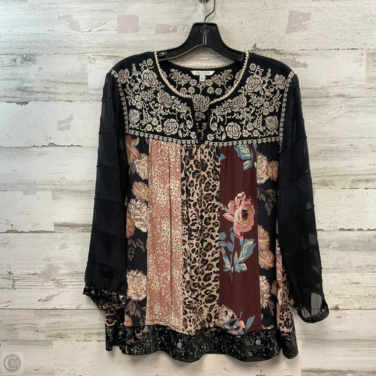 Top Long Sleeve By John Mark In Black, Size: L