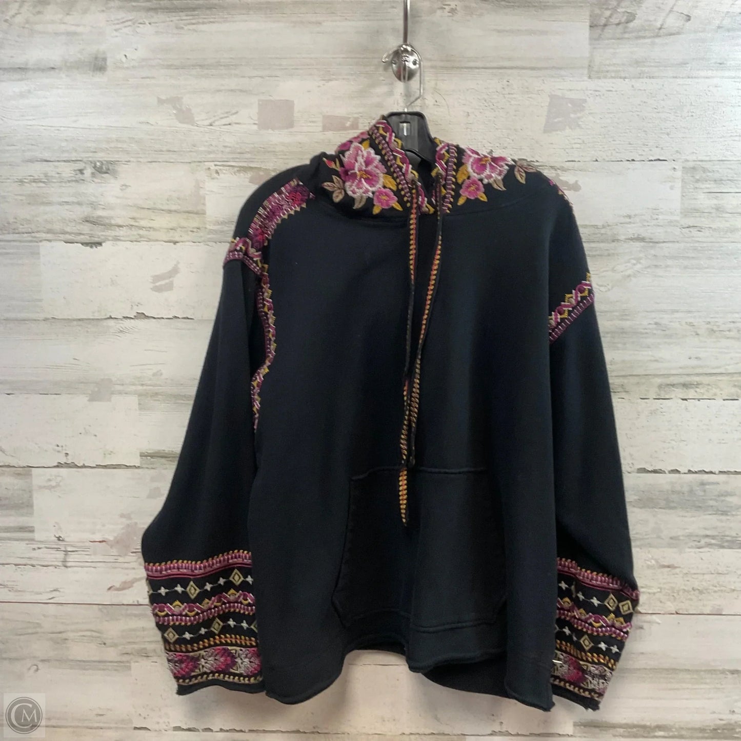 Sweatshirt Hoodie By Johnny Was In Black, Size: L