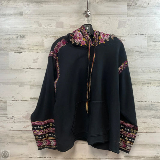 Sweatshirt Hoodie By Johnny Was In Black, Size: L