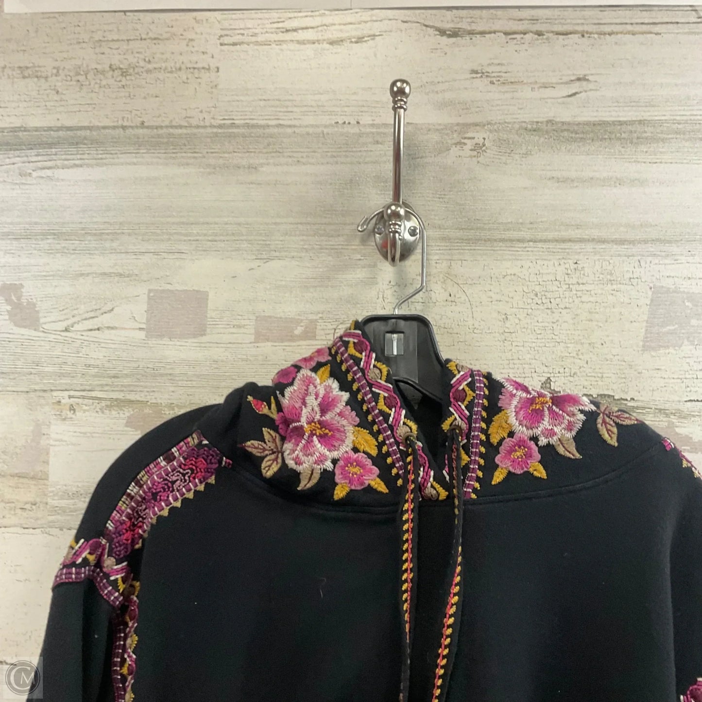 Sweatshirt Hoodie By Johnny Was In Black, Size: L