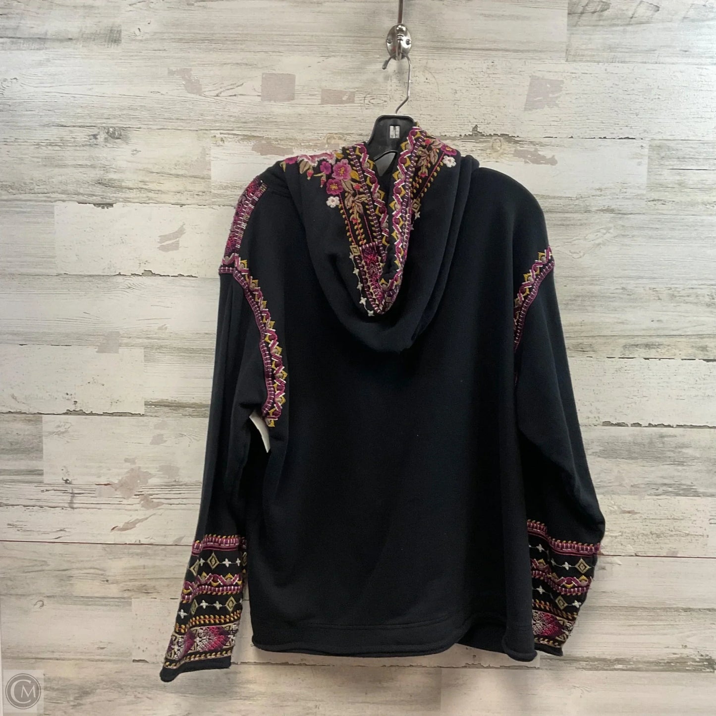 Sweatshirt Hoodie By Johnny Was In Black, Size: L