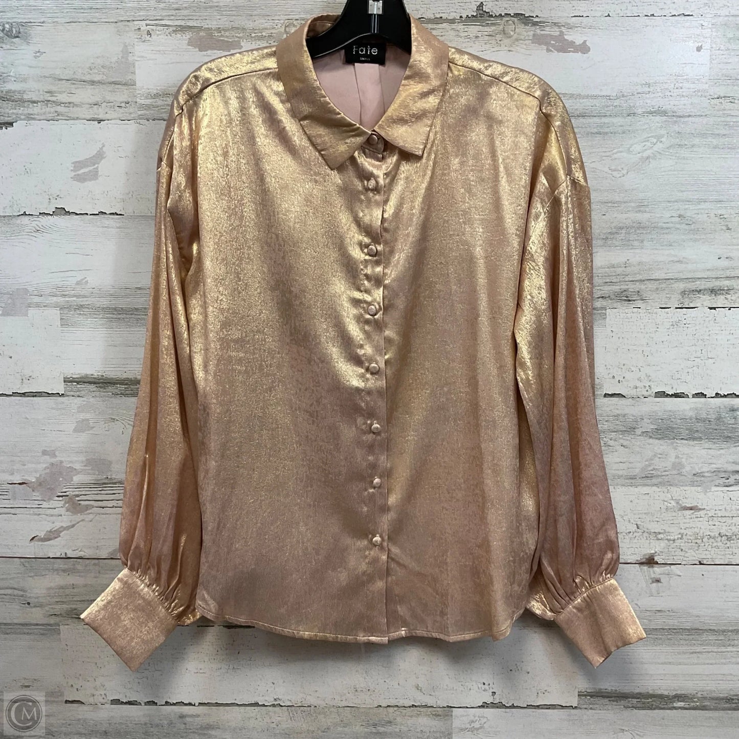 Top Long Sleeve By Fate In Gold, Size: S