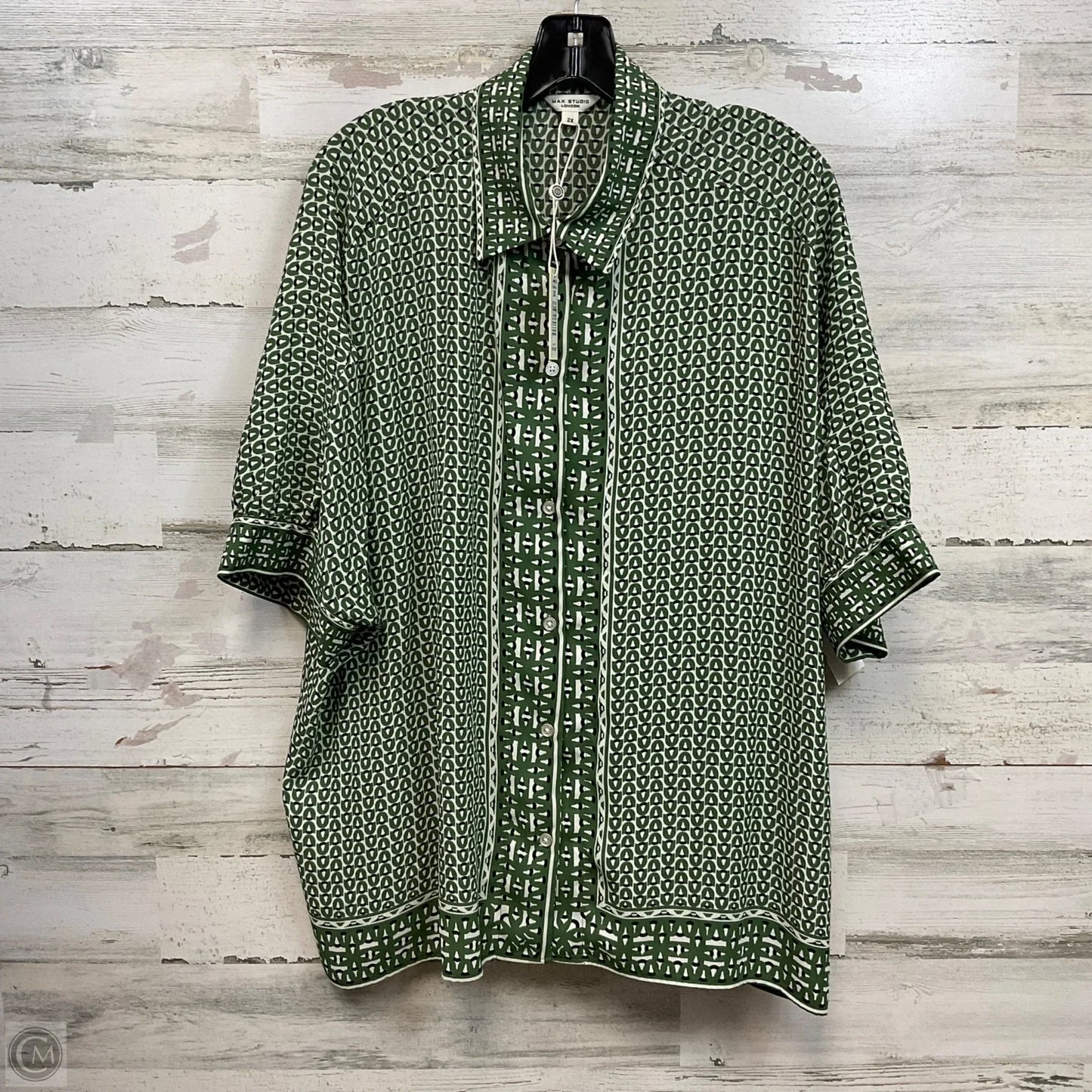 Top Short Sleeve By Max Studio In Green, Size: 2x