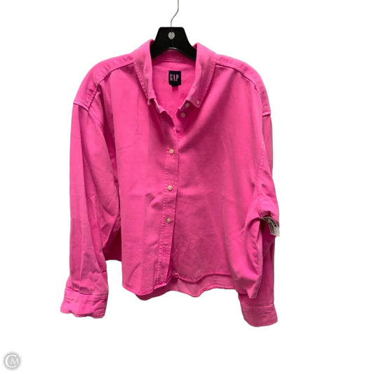 Jacket Shirt By Gap In Pink, Size: M