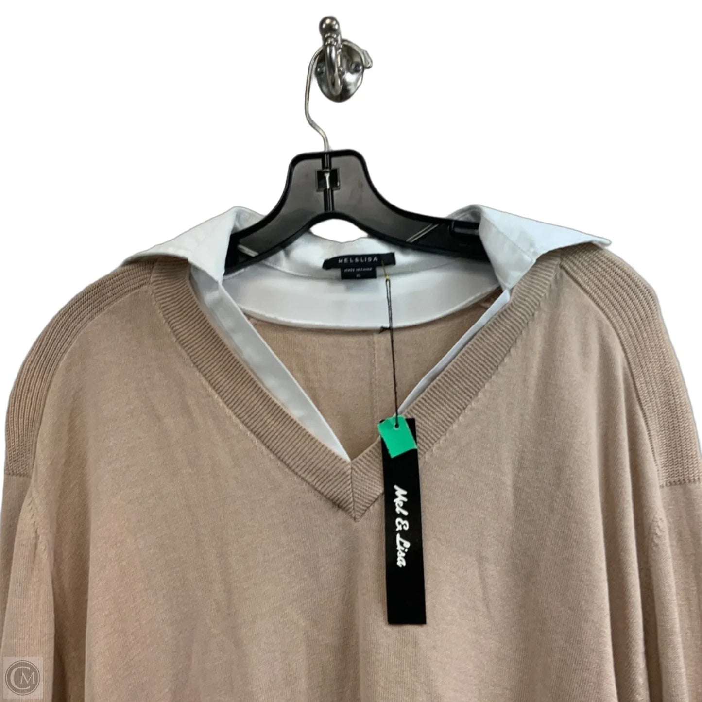 Top Long Sleeve By MEL & LISA In Tan & White, Size: Xl