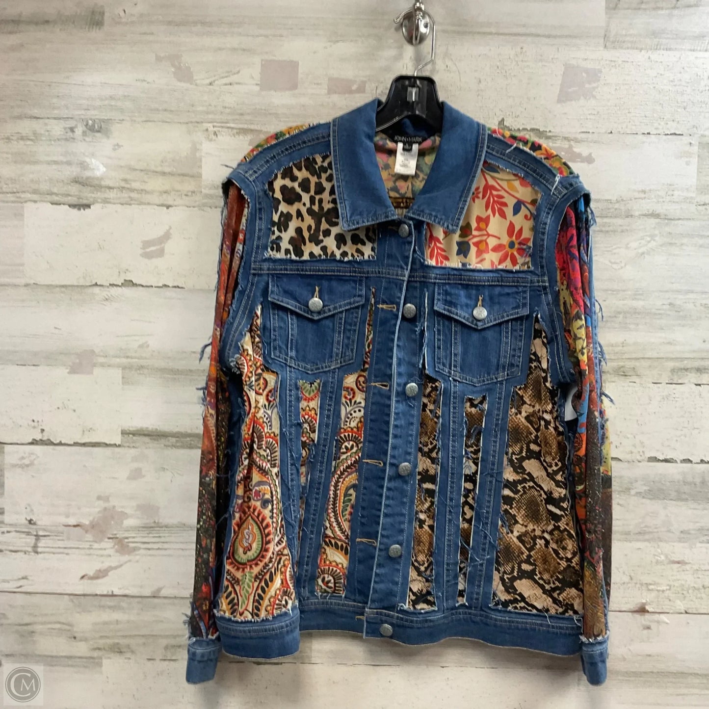 Jacket Denim By John Mark In Blue Denim, Size: L