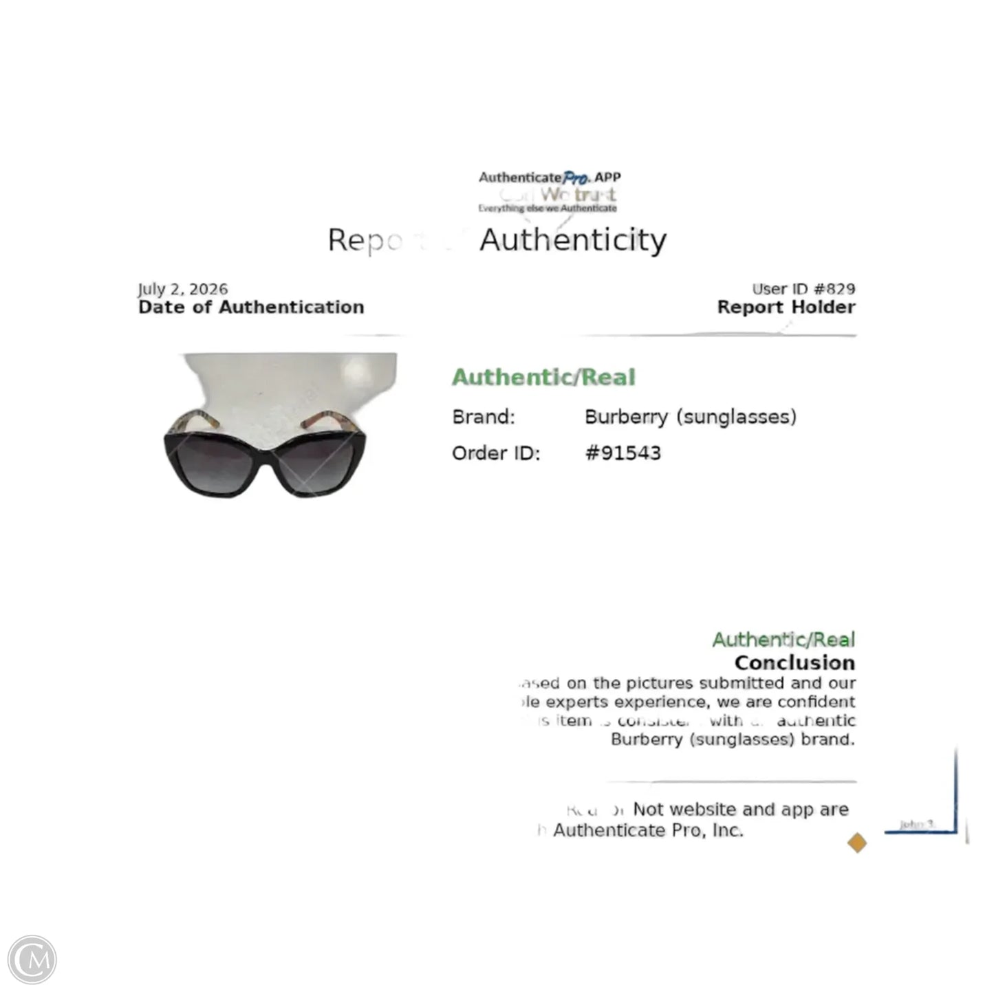 Sunglasses Luxury Designer By Burberry