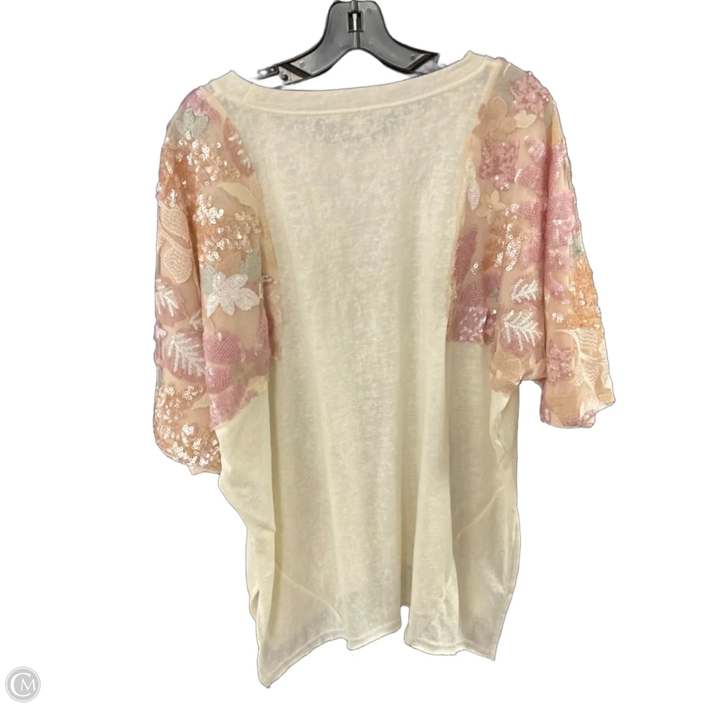 Top Short Sleeve By Davi & Dani In Cream, Size: L