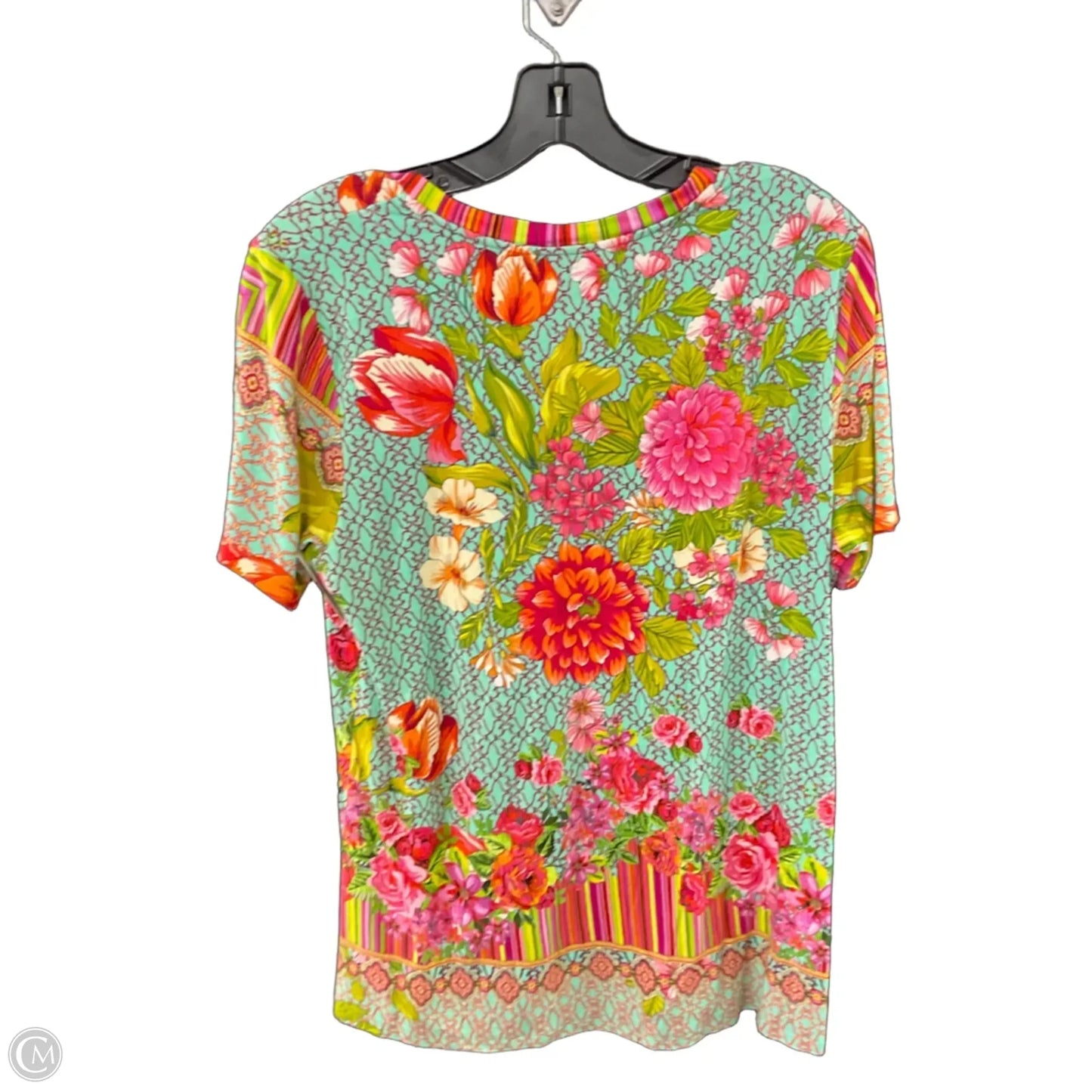 Top Short Sleeve By Johnny Was In Aqua, Size: M
