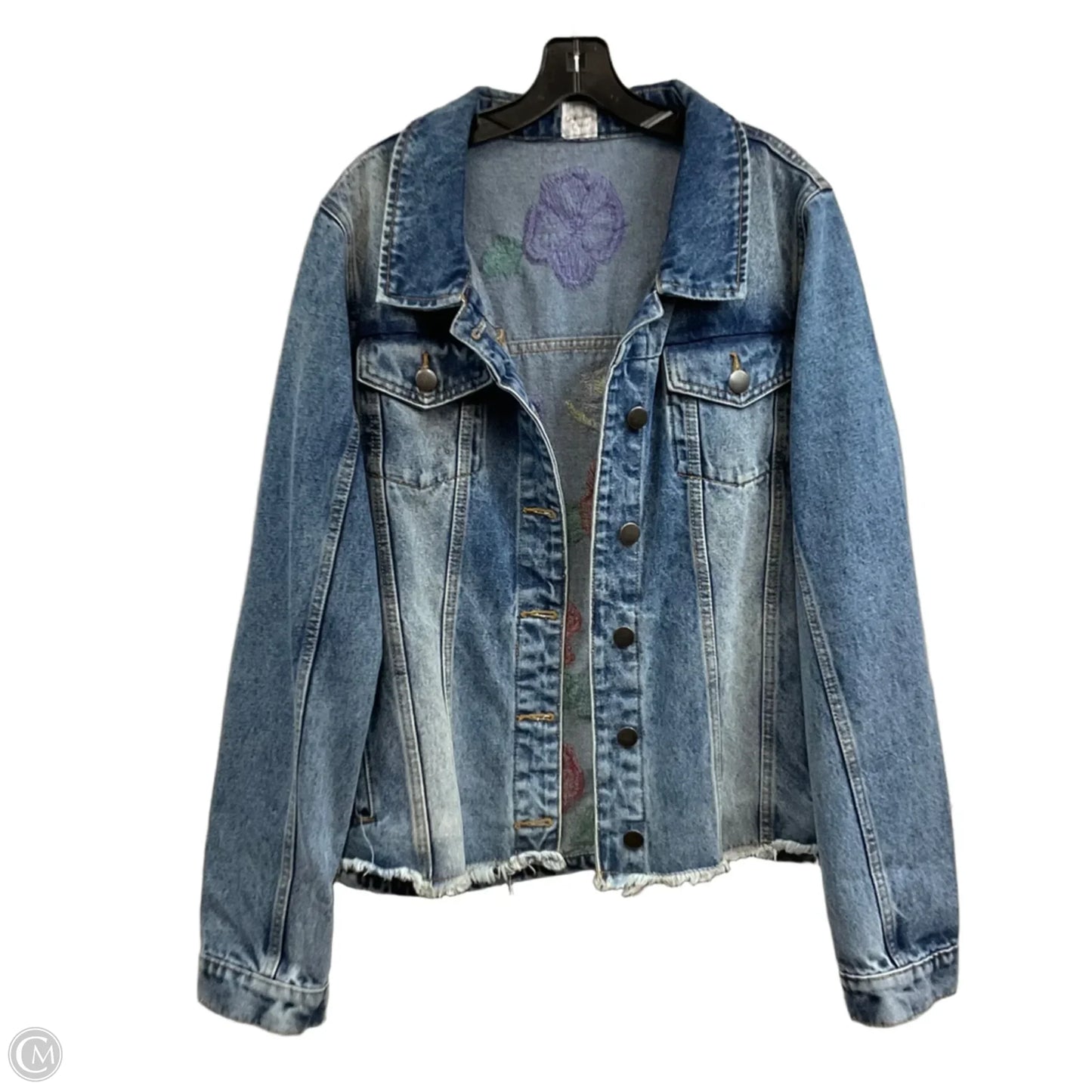 Jacket Denim By EMBROIDERY BABES In Blue Denim, Size: Xl